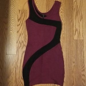 Wine sweater bandage dress